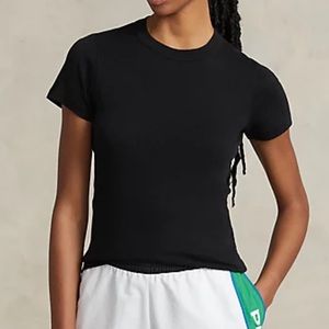 Polo Ralph Lauren Ribbed Cotton Tee in Black (S)
